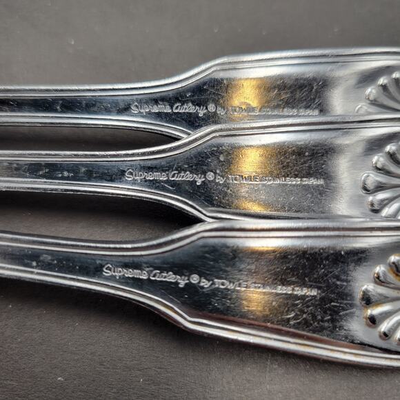 Towle London Shell Dinner Fork JAPAN Stainless Flatware Set Of 3 Supreme Cutlery - Picture 5 of 5